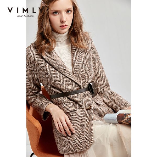 vimly women's wool blends coat winter vintage notched striped single breasted ol style work wear blazer female jackets 30179, Tan;black
vimly women's wool blends coat winter vintage notched striped single breasted ol style work wear blazer female jackets 30179, Tan;black