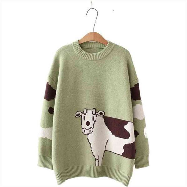 Sweaters Womens Jumper O-neck Pullover Kawaii Long Sleeve Loose Knitted Pullover Winter Female Cartoon Cows Embroidery Top, White;black
Sweaters Womens Jumper O-neck Pullover Kawaii Long Sleeve Loose Knitted Pullover Winter Female Cartoon Cows Embroidery Top, White;black