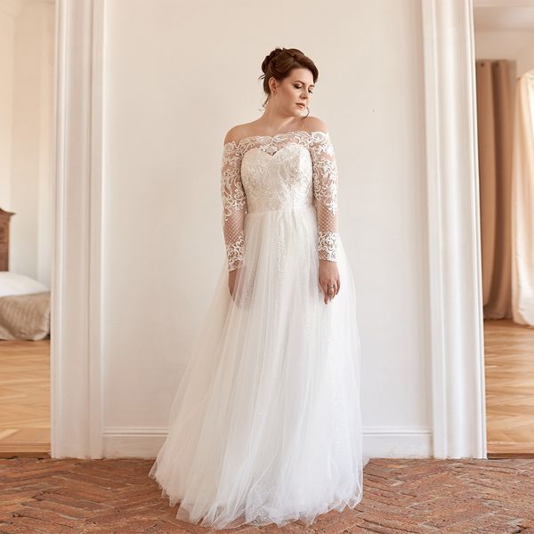 new 2021 wedding plus size boat neck long sleeves lace applique seuin tulle a line bridal gown vestido de noiva pa4q, White
new 2021 wedding plus size boat neck long sleeves lace applique seuin tulle a line bridal gown vestido de noiva pa4q, White