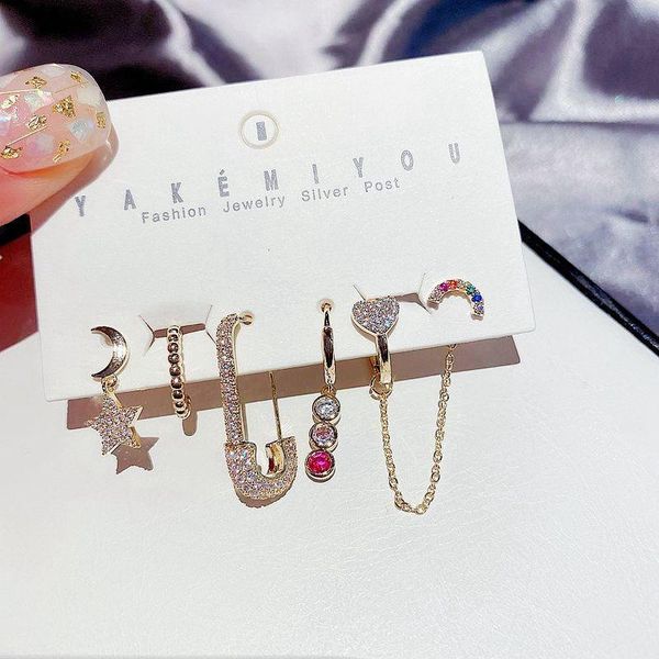 migga 6pcs mix moon star large pin dangle earrings pack for women gold color cubic zirconia earrings cuff set, Silver
migga 6pcs mix moon star large pin dangle earrings pack for women gold color cubic zirconia earrings cuff set, Silver