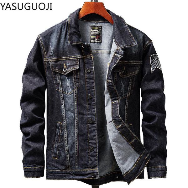 men's jackets yasuguoji eagle embroidery jean streetwear hip hop denim jacket men ripped fashion frayed edge coat, Black;brown
men's jackets yasuguoji eagle embroidery jean streetwear hip hop denim jacket men ripped fashion frayed edge coat, Black;brown