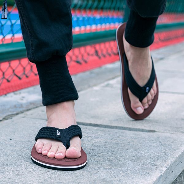 summer men flip flops comfortable beach sandals shoes for men male slippers plus size 47 casual shoes 201103, Black