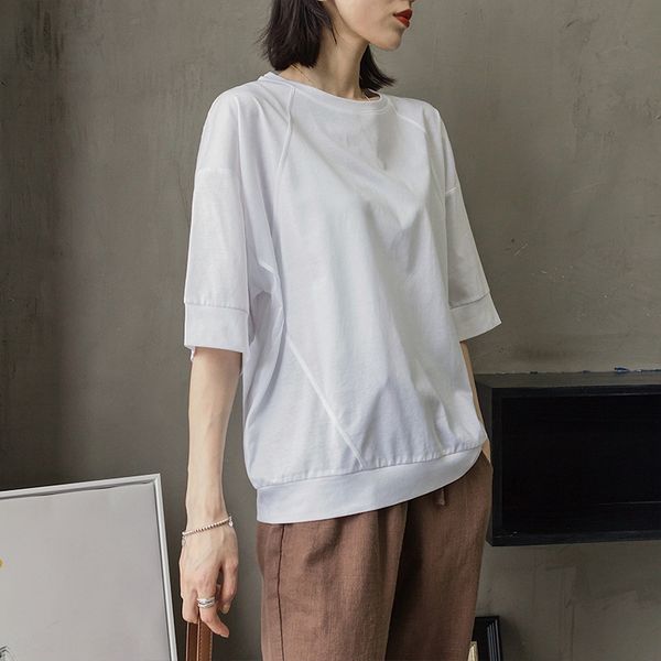 8040 autumn 2020 s korean simple splicing women's three-dimensional cutting medium t-shirtjacket cotton t-shirt sleeve cotton t-shirt t, White
8040 autumn 2020 s korean simple splicing women's three-dimensional cutting medium t-shirtjacket cotton t-shirt sleeve cotton t-shirt t, White