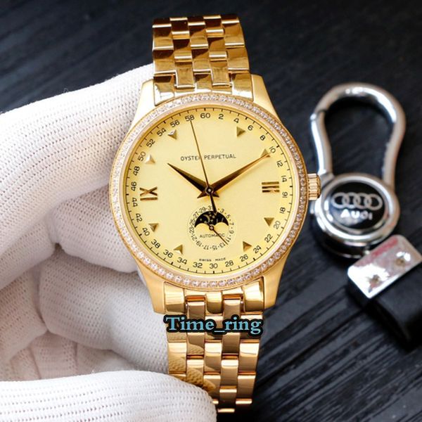 edition m50535-0002 moon phase dial rose gold diamond bezel 2824 automatic mechanical movement mens watch 316l steel band brand watches, Slivery;brown
edition m50535-0002 moon phase dial rose gold diamond bezel 2824 automatic mechanical movement mens watch 316l steel band brand watches, Slivery;brown