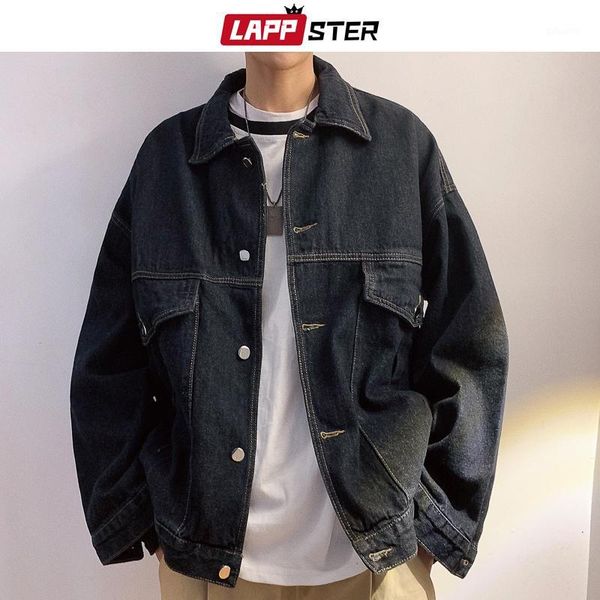 lappster men solid wash korean jeans jacket 2020 oversized japanese streetwear denim jacket windbreaker mens hip hop clothing1, Black;brown
lappster men solid wash korean jeans jacket 2020 oversized japanese streetwear denim jacket windbreaker mens hip hop clothing1, Black;brown