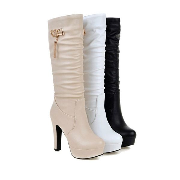 women's shoes high heels platform rhinestones mid calf boots chunky heel beige white black
women's shoes high heels platform rhinestones mid calf boots chunky heel beige white black