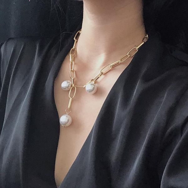 personality design big chain necklace selling golden plating simulated white pearl pendant necklace for women jewelry, Silver
personality design big chain necklace selling golden plating simulated white pearl pendant necklace for women jewelry, Silver