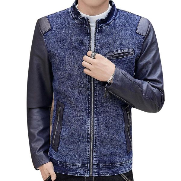 nice boutique jeans pu leather patchwork jacket men slim fit male autumn winter leather jacket casual denim coats, Black
nice boutique jeans pu leather patchwork jacket men slim fit male autumn winter leather jacket casual denim coats, Black