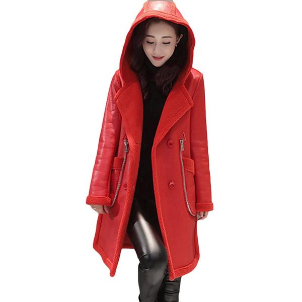 new lagr size women outwear winter leather jacket plus velvet thick warm overcoat hooded wool liner sheep leather coat lj0628, Black
new lagr size women outwear winter leather jacket plus velvet thick warm overcoat hooded wool liner sheep leather coat lj0628, Black