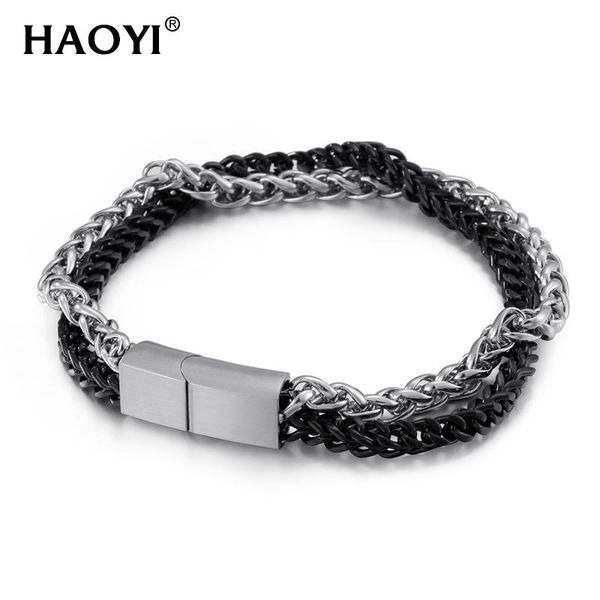 link, chain 10mm punk men double layer stainless steel charm braclets bracelet wholesale magnetic buckle bracelets friends gift, Black
link, chain 10mm punk men double layer stainless steel charm braclets bracelet wholesale magnetic buckle bracelets friends gift, Black