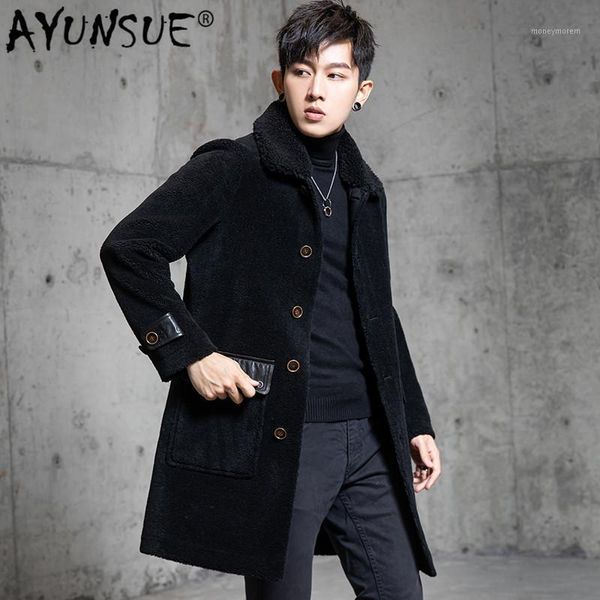 men's leather & faux ayunsue real fur coat men autumn winter 100% wool jacket long sheep shearling coats and jackets fashion 2021 ym006, Black
men's leather & faux ayunsue real fur coat men autumn winter 100% wool jacket long sheep shearling coats and jackets fashion 2021 ym006, Black