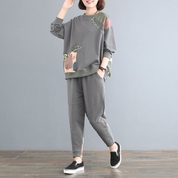 dajbd 200 kg large autumn suit covers long two-piece set mm two-piecebig belly fat large spring and women's fashion loose kg sleeve two, Gray 
dajbd 200 kg large autumn suit covers long two-piece set mm two-piecebig belly fat large spring and women's fashion loose kg sleeve two, Gray