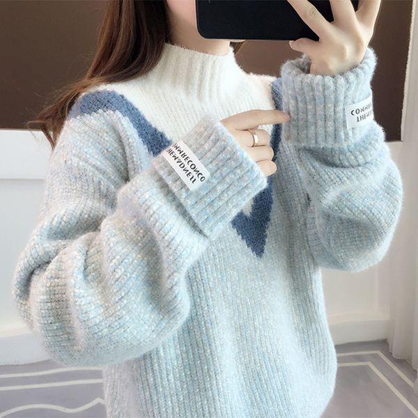 2021 new autumn winter women solid warm pullover long sleeve vintage thick sweater ladies sweaters harajuku hs57, Black;white
2021 new autumn winter women solid warm pullover long sleeve vintage thick sweater ladies sweaters harajuku hs57, Black;white