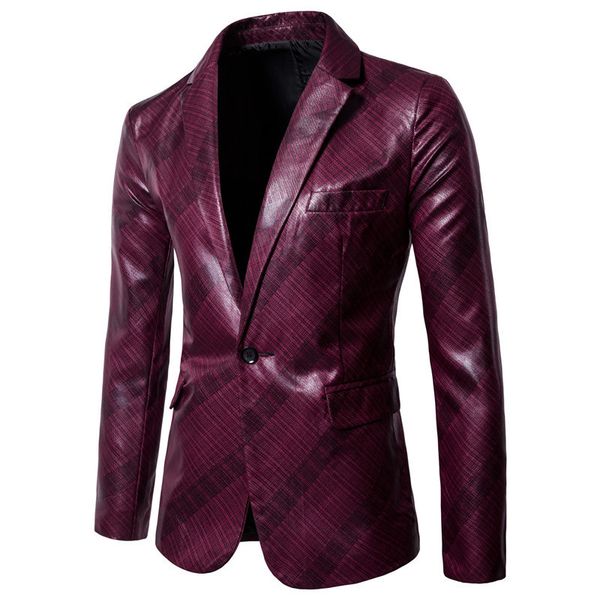 men's pu leather casual blazer autumn and winter new dress fine twill glossy rint one button suit small groomsman suit, White;black
men's pu leather casual blazer autumn and winter new dress fine twill glossy rint one button suit small groomsman suit, White;black
