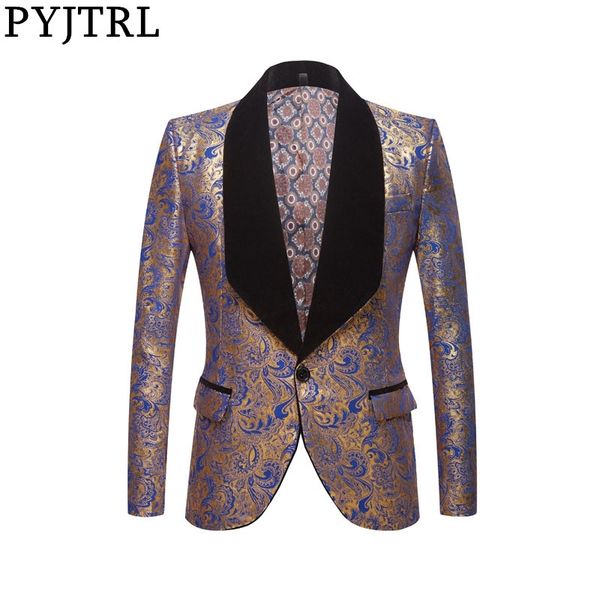 pyjtrl men fashion black blue red gold floral pattern print shawl lapel slim blazer wedding groom prom dress suit jacket costume 201127, White;black
pyjtrl men fashion black blue red gold floral pattern print shawl lapel slim blazer wedding groom prom dress suit jacket costume 201127, White;black