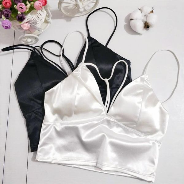 2 colors black white satin cami women bralette bustier bra vest shirt v neck ladies backless shirts female camisole
2 colors black white satin cami women bralette bustier bra vest shirt v neck ladies backless shirts female camisole