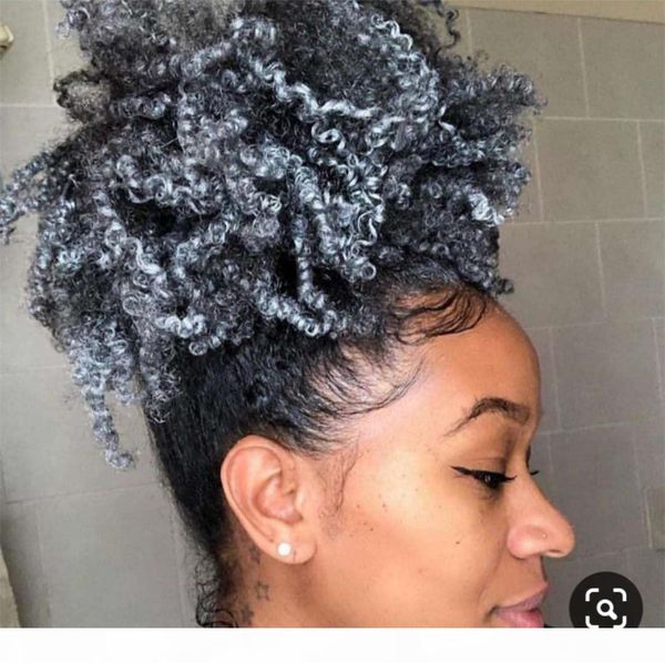 african girl real hair grey kinky ponytail human hair extension ,clip in gray puff updo drawstring ponytail 120g, Black
african girl real hair grey kinky ponytail human hair extension ,clip in gray puff updo drawstring ponytail 120g, Black