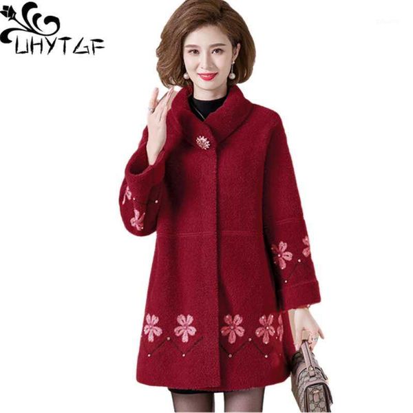 uhytgf mother autumn winter woolen coat mink fleece mid-length casual plus size jacket fashion beaded elegant women outwear 13441, Black
uhytgf mother autumn winter woolen coat mink fleece mid-length casual plus size jacket fashion beaded elegant women outwear 13441, Black
