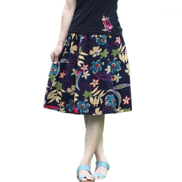 fashion elegant floral print women knee length skirts summer loose ladies a line skirts elastic waist ladies femme courte mz14601, Black
fashion elegant floral print women knee length skirts summer loose ladies a line skirts elastic waist ladies femme courte mz14601, Black