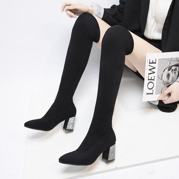 long boots women over the knee 2021 spring autumn new high heels women thick heel socks boots wild long crystal heels, Black
long boots women over the knee 2021 spring autumn new high heels women thick heel socks boots wild long crystal heels, Black
