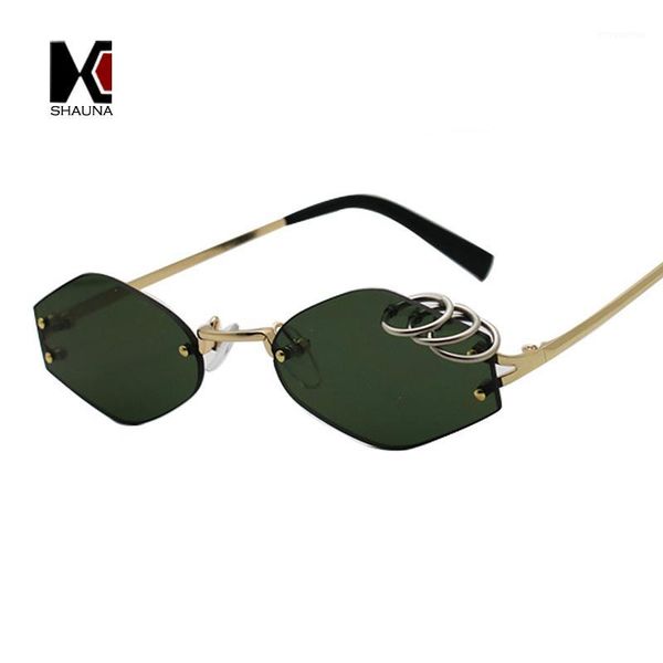 shauna unique iron rings decoration women rimless sunglasses retro men dark green punk glasses uv4001, White;black
shauna unique iron rings decoration women rimless sunglasses retro men dark green punk glasses uv4001, White;black