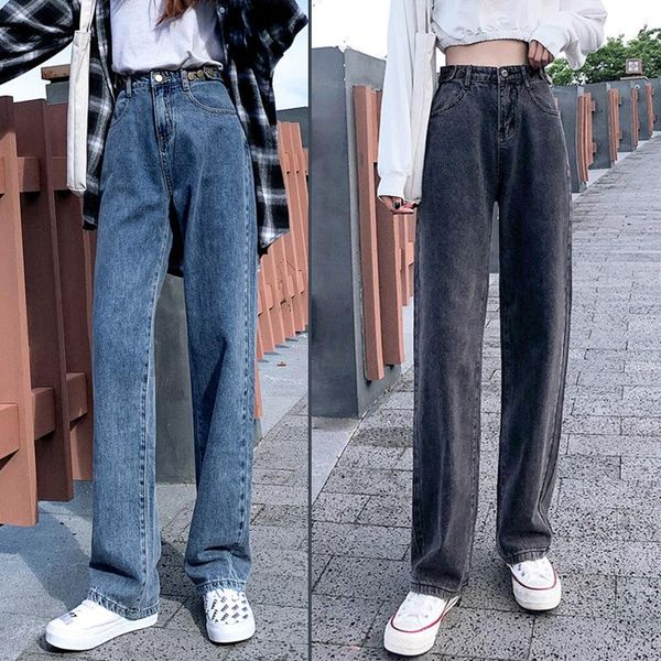 high-waisted wide-leg pants were thin jeans women's plus size autumn and winter new wild loose drape mopping straight pants, Blue
high-waisted wide-leg pants were thin jeans women's plus size autumn and winter new wild loose drape mopping straight pants, Blue