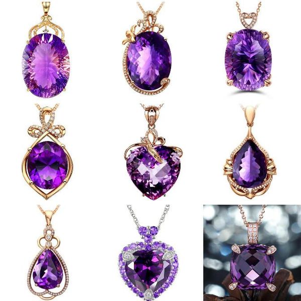 luxury vintage rose gold filled pendant necklace for women purple zircon crystal elegant wedding charm necklace, Silver
luxury vintage rose gold filled pendant necklace for women purple zircon crystal elegant wedding charm necklace, Silver