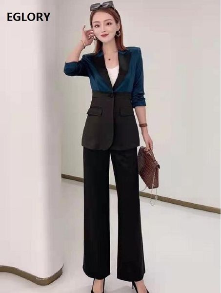 women's set 2021 spring blazer set woman color block patchwork blazer coat+flare leg long pant sets clothing female, White
women's set 2021 spring blazer set woman color block patchwork blazer coat+flare leg long pant sets clothing female, White