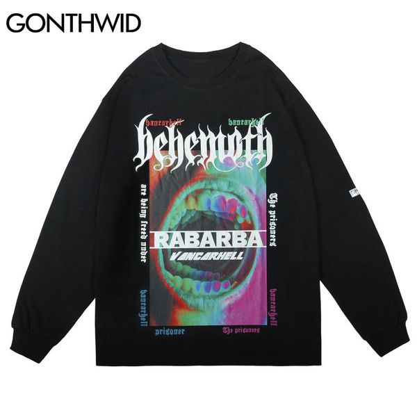 long sleeve cotton tshirts streetwear hip hop casual creative mouth print punk rock gothic tees shirts harajuku, White;black
long sleeve cotton tshirts streetwear hip hop casual creative mouth print punk rock gothic tees shirts harajuku, White;black