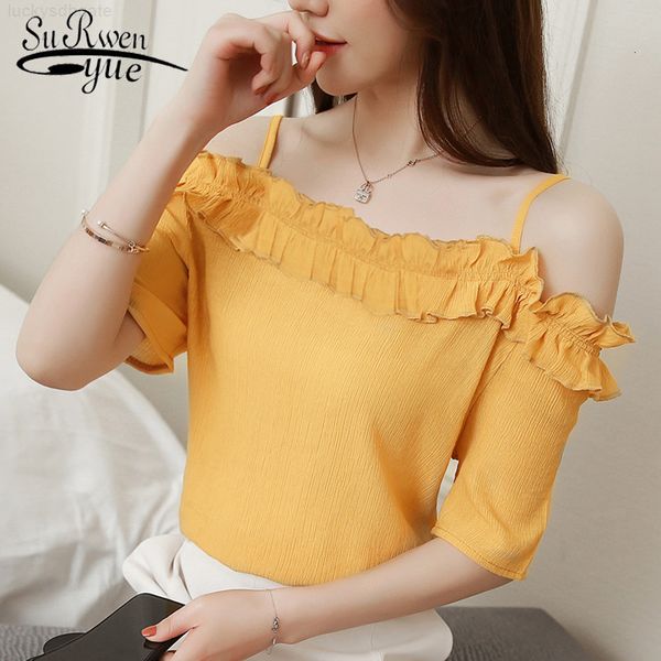 short 2020 fashion sleeve summer chiffon clothing women blouse shirt sweet slash neck women's blusas d699 30 y, White
short 2020 fashion sleeve summer chiffon clothing women blouse shirt sweet slash neck women's blusas d699 30 y, White