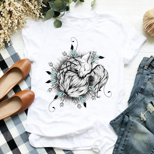 women lady t shirt cute fox animal printed tshirt ladies short sleeve loose tee shirt women female clothes graphic t shirt, White
women lady t shirt cute fox animal printed tshirt ladies short sleeve loose tee shirt women female clothes graphic t shirt, White