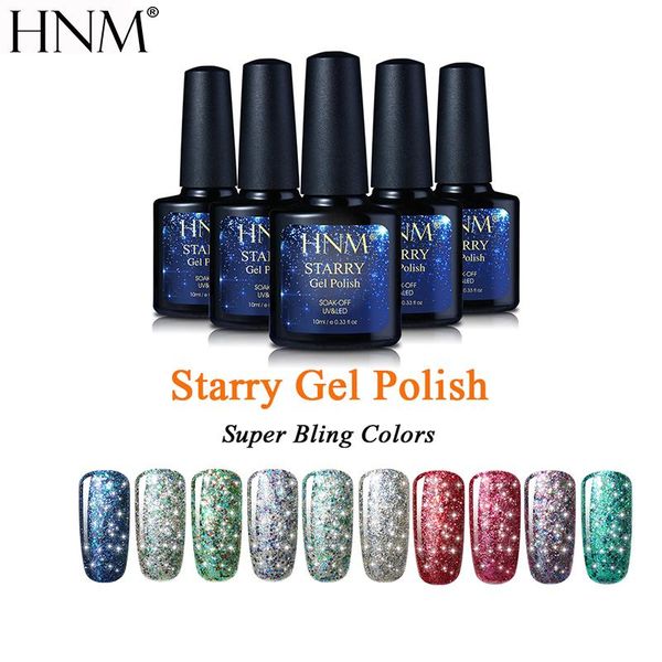 

nail gel hnm 10ml starry bling varnish long last polish glitter uv semi permanent lacquer hybrid gellak gelpolish, Red;pink