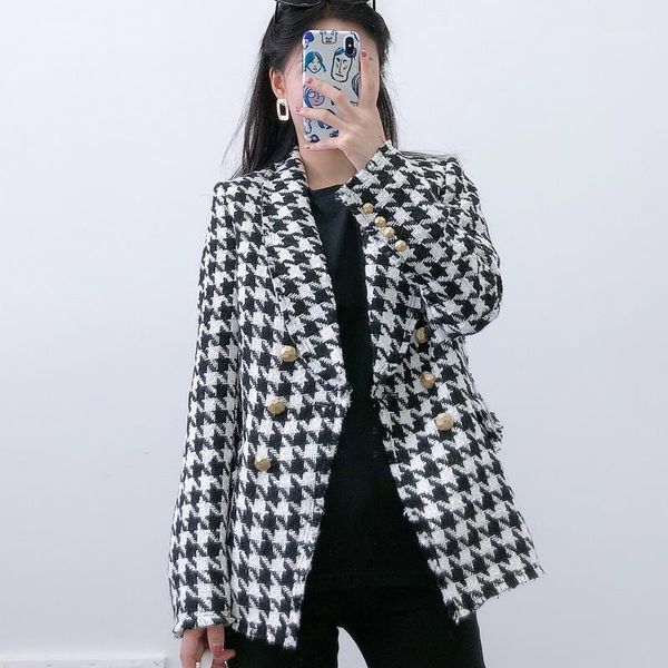 women coat fall 2020 new fashion houndstooth pattern double breasted female casual blazer jacket modern lady autumn, Black
women coat fall 2020 new fashion houndstooth pattern double breasted female casual blazer jacket modern lady autumn, Black