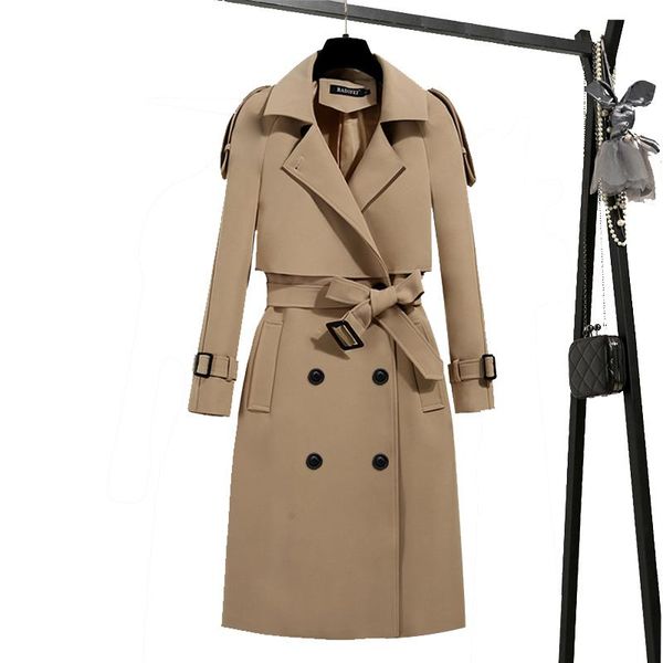 women's trench coats autumn windbreaker jacket thin womens fashion medium long ladies early temperament plus size coat, Tan;black
women's trench coats autumn windbreaker jacket thin womens fashion medium long ladies early temperament plus size coat, Tan;black