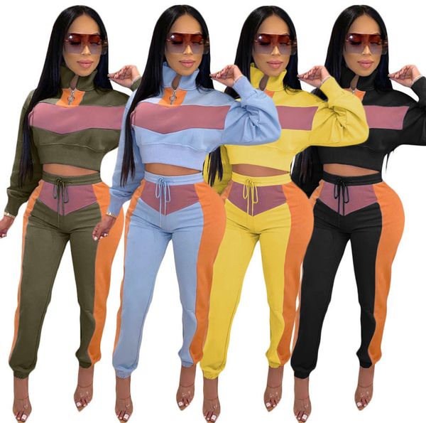 women two piece tracksuits set fashion stitching contrast color zipper t shirt long pants suit ladies street casual sportswear 2020, Gray
women two piece tracksuits set fashion stitching contrast color zipper t shirt long pants suit ladies street casual sportswear 2020, Gray