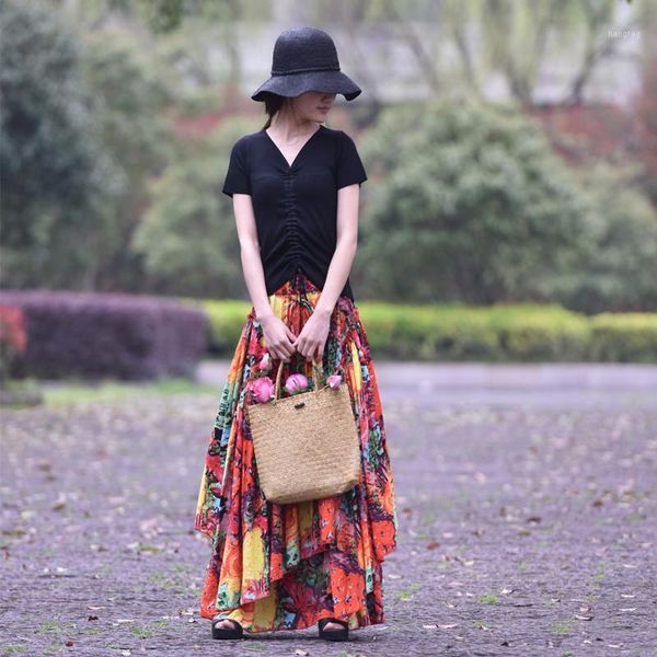 2020 new fashion long maxi a-line elastic waist women summer cotton linen s-2xl skirts flower print skirts big hem1, Black
2020 new fashion long maxi a-line elastic waist women summer cotton linen s-2xl skirts flower print skirts big hem1, Black