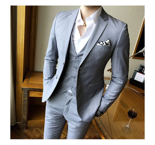 2020 autumn and winter korean style slim two-button men's suit suit groom basic suit three-piece solid color man, White;black
2020 autumn and winter korean style slim two-button men's suit suit groom basic suit three-piece solid color man, White;black