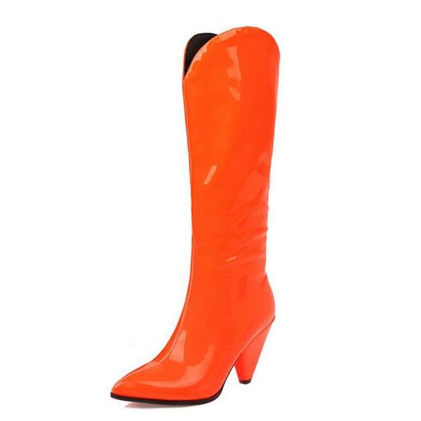 boots yellow patent leather high heel thick rider for women customized large size long boot warm party footwear, Black
boots yellow patent leather high heel thick rider for women customized large size long boot warm party footwear, Black