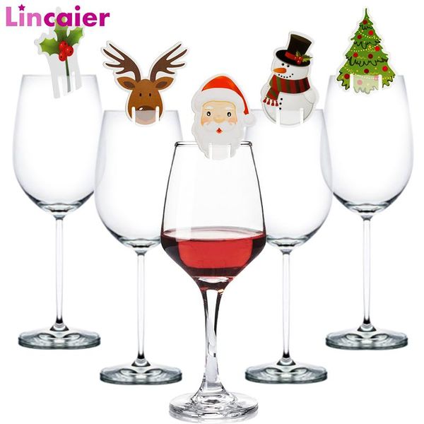 50pcs santa claus snowman tree wine glass christmas decorations for home table place cards xmas gift new year party supplies