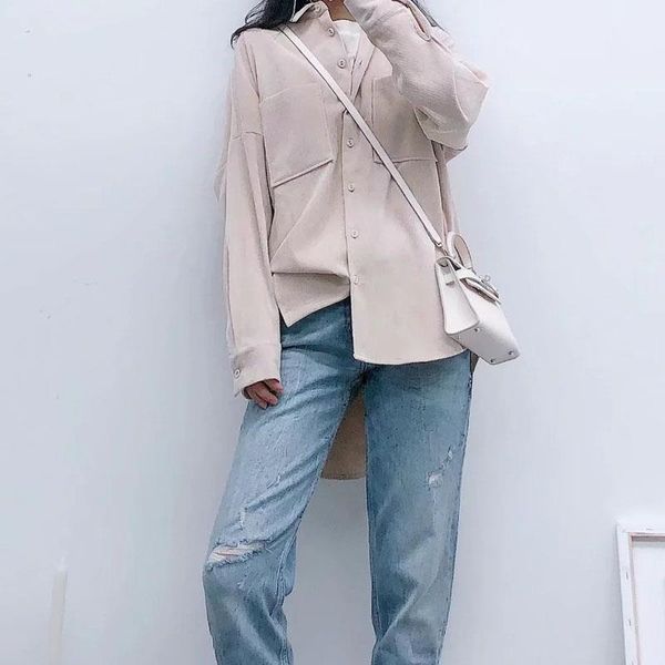 2019 preppy oversize corduroy autumn shirts turn-down collar women blusas pocket long sleeve boyfriend shirts womens loose1, White
2019 preppy oversize corduroy autumn shirts turn-down collar women blusas pocket long sleeve boyfriend shirts womens loose1, White