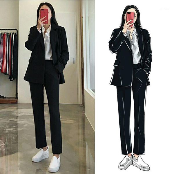 new casual suit and trousers double-breasted fashion korean business suit style office ladies black blazer two-piece1, White
new casual suit and trousers double-breasted fashion korean business suit style office ladies black blazer two-piece1, White