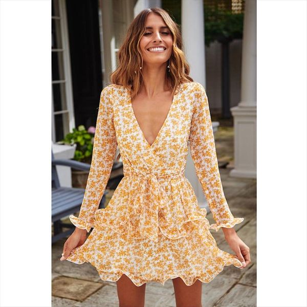 new women dress 2019 summer boho floral ruffle lacing mini dresses lady chic wrapped slim party dress vestidos robe femme, Black;gray
new women dress 2019 summer boho floral ruffle lacing mini dresses lady chic wrapped slim party dress vestidos robe femme, Black;gray