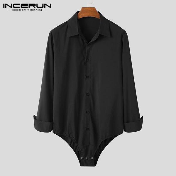 men shirts long sleeve lapel bodysuit chemise leisure solid color rompers shirts casual button up breathable blouse 5xl incerun, White;black
men shirts long sleeve lapel bodysuit chemise leisure solid color rompers shirts casual button up breathable blouse 5xl incerun, White;black