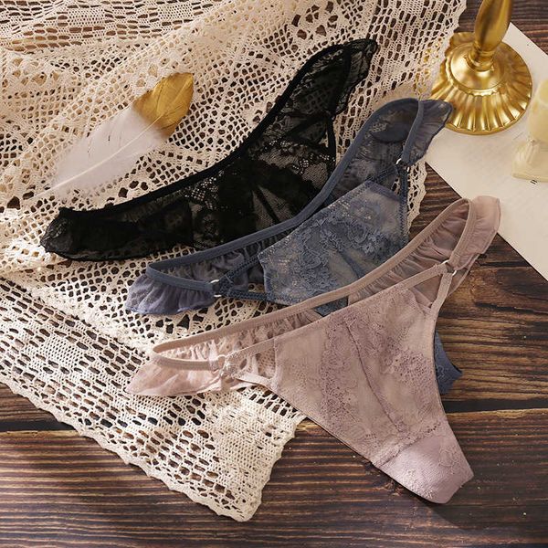 naomi little things women's lace thong low waist lace cotton underwear 5326, Black;pink