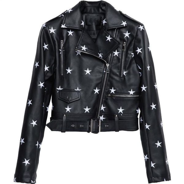 women's jackets fashion star embroidery pu leather jacket womens casual motorcycle bright streetwear coats and women, Black;brown
women's jackets fashion star embroidery pu leather jacket womens casual motorcycle bright streetwear coats and women, Black;brown