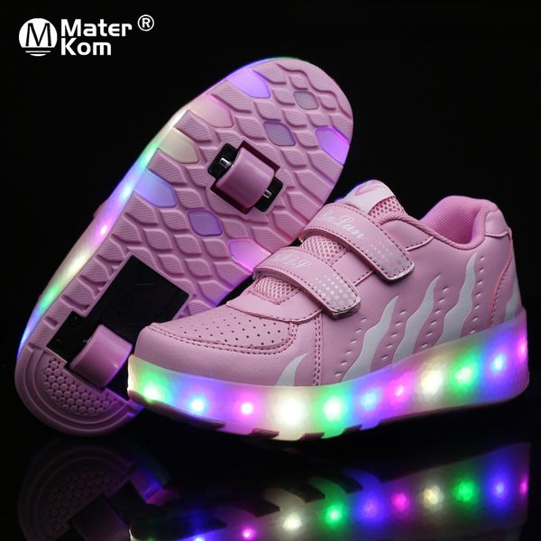 size 28-43 luminous sneakers with double wheel for children boys glowing roller skate shoes kids girls led lights wheel sneakers y201028
size 28-43 luminous sneakers with double wheel for children boys glowing roller skate shoes kids girls led lights wheel sneakers y201028