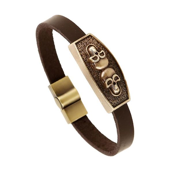fashion punk men's leather bracelet skull alloy genuine leather magnetic buckle bracelet men and women casual jewelry, Golden;silver
fashion punk men's leather bracelet skull alloy genuine leather magnetic buckle bracelet men and women casual jewelry, Golden;silver