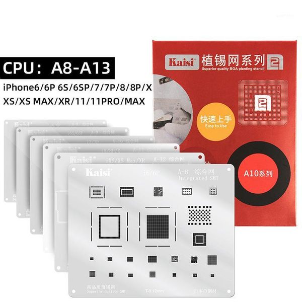 kaisi 0.12mm bga reballing stencil kit set solder template for cpu a8 a9 a10 a11 a12 a13 11pro/max xs xr 8 8p 7p 6s 6p 5s1
kaisi 0.12mm bga reballing stencil kit set solder template for cpu a8 a9 a10 a11 a12 a13 11pro/max xs xr 8 8p 7p 6s 6p 5s1
