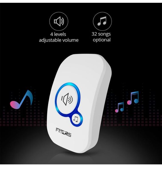 doorbells fuers wireless doorbell receiver waterproof welcome home 4 volume adjustable 100m transmission door bell with battery
doorbells fuers wireless doorbell receiver waterproof welcome home 4 volume adjustable 100m transmission door bell with battery
