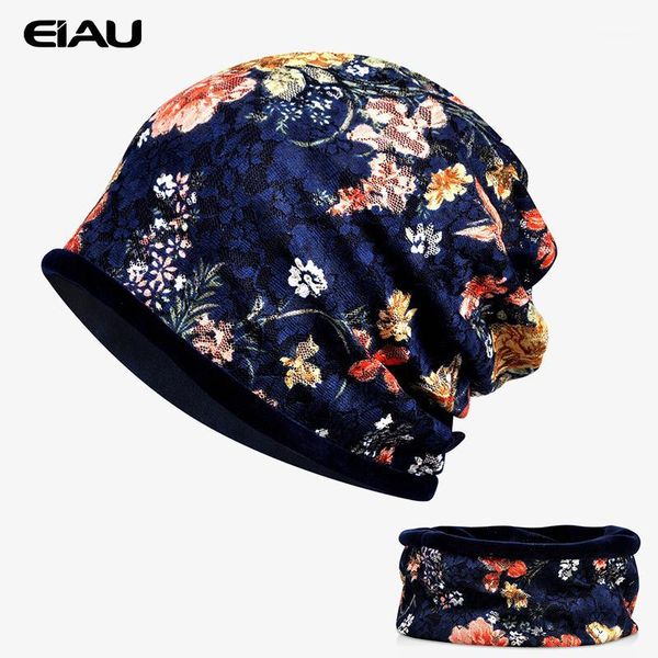 beanie/skull caps women lace hats autumn winter warm beanies fashion ladies dual-use cap comfortable soft plus velvet hat flower print beani, Blue;gray 
beanie/skull caps women lace hats autumn winter warm beanies fashion ladies dual-use cap comfortable soft plus velvet hat flower print beani, Blue;gray